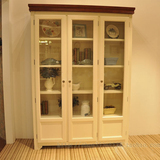 北京厂家直销美式乡村地中海全实木家具定制三门带抽屉展示柜书柜