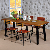 美式乡村铁木餐桌巴西松木餐桌椅组合饭桌实木长方形家居家具