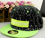 包邮荧光绿色星星情侣男女新款平沿帽子SUPREME嘻哈街舞棒球帽子