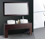 简约现代橡木浴室柜组合卫生间双盆落地实木柜洗脸盆浴室镜柜组合