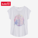 Baleno/班尼路女装 纯棉圆领短袖印花T恤 甜美学院风创意夏季上衣