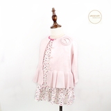 2015秋季女童纯棉毛衣长袖开衫粉色花朵荷叶边公主小童宝宝短外套