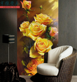3D立体油画玫瑰花大型壁画 简约欧式客厅走廊玄关背景墙纸壁纸画