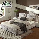 林氏家具北欧现代卧室1.5m软包床1.8米现代布艺床可拆洗婚床R214