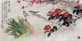 文人画家梅石题诗国画作品 梅花山茶水仙 写意花鸟字画真迹收藏
