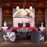 新中式实木组合沙发椅 现代会所布艺家具 水曲柳中式古典新婚家具