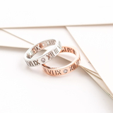 韩版18K玫瑰金罗马戒指女单钻食指尾戒指环小指情侣对戒钛钢饰品