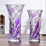 包邮 新款彩色玻璃花瓶 富贵竹百合水培仿水晶玻璃花瓶 家居花瓶