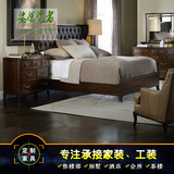 美式乡村实木床现代简约布艺双人床 1.5 1.8米床卧室橡木家具定制
