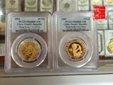 91年PCGS68级1/4oz金1/8oz银香港钱币展销金镶银熊猫金币金章1套