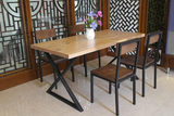 欧式实木餐桌铁艺餐桌原木餐桌椅组合茶几客厅小户型茶几单人椅