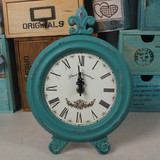 zakka杂货工艺品木质做旧地中海风格座钟桌面 摆件装饰 钟表 时钟