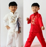 男童中式唐装套装复古舞台装棉麻中国风礼服功夫服儿童国学礼服