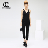 COCOBELLA 2016夏季新品欧美范黑色修身显瘦V领女吊带连体裤PT209