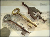 老铜铁钥匙/古玩民俗收藏杂项/怀旧老物件/橱窗陈设道具专题收藏