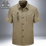 AFS JEEP/战地吉普速干短袖衬衫男宽松大码户外休闲衬衣夏季薄款