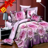 3d油画立体活性床单四件套植物花卉风景玫瑰双人床上用品促销特价