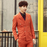 春夏新款 韩版修身薄款双排扣男士纯色西装 （可配套装）X169P140