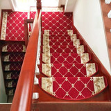 欧式楼梯地毯家用实木楼梯踏步垫免胶自粘防滑满铺红色旋转楼梯垫