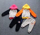 2016冬季新款儿童加绒运动套装大嘴韩版猴卫衣男女童婴儿宝宝套装