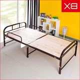 折叠床单人进口实木硬板午休床双人1.2米加固简易床儿童带护栏