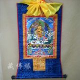西藏财宝天王唐卡画中号佛像63*35厘米藏式锦缎贴布鎏金印刷唐卡
