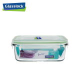 Glasslock韩国进口正品钢化玻璃长方形绿色保鲜盒微波炉加热715ml