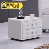 床头柜简约储物白色皮艺时尚韩式宜家环保实木柜2门收纳柜包安装