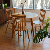小户型餐桌 日式圆形简约餐桌椅组合北欧白橡木纯实木圆桌