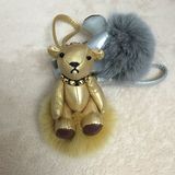 励志熊铂金包挂件挂饰泰迪熊狐狸毛球钥匙扣手工