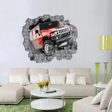 客厅沙发背景墙卧室大型3D视觉立体效果墙贴画贴纸 汽车冲撞墙壁