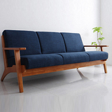 北欧宜家小户型实木沙发椅简约现代单双三人位咖啡厅客厅布艺沙发