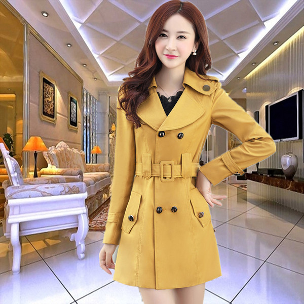 韩国sz2014早秋新款套装欧货韩版修身时尚中长款千鸟格外套风衣女