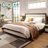 林氏木业北欧板式大床1.8米双人床+床头柜床垫卧室成套家具BA1A#