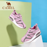 Camel/骆驼女鞋 运动透气 粉色系2016夏新款圆头系带气压垫休闲鞋