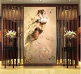 大型3D壁画电视背景墙壁纸客厅玄关走廊敦煌飞天仙女佛教茶室吊顶