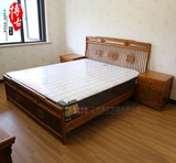 博古老榆木双人床 全实木床 简约现代中式古典家具 六尺1.8米大床