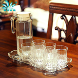 透明玻璃凉水壶玻璃水杯套装水具茶具杯具长托盘茶盘家用套装
