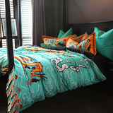 汉尚 龙袍宫廷风床品套件四件套全棉新中式床上用品床单被套1.8m