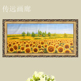 美倪 大幅纯手绘油画花卉向日葵装饰画客厅餐厅壁画横版简约中式6