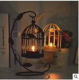 欧式树叶鸟笼烛台 家居摆件创意礼品 复古蜡烛台 铁艺工艺