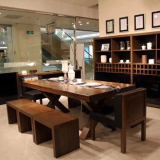 美式乡村实木餐桌全原木办公会议书桌长方形复古餐厅桌泡茶桌椅子