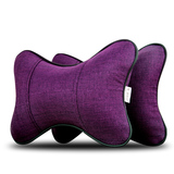 紫色奥迪Q5 A4L A6L Q7 Q3 A3 A1A5A7汽车亚麻头枕护颈枕腰靠垫