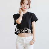 夏季韩版学生印花短袖T恤女体恤宽松露脐装上衣百搭打底白色短款