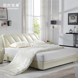 真皮床现代简约双人床1.8米皮艺床品牌高箱储物床小户型床AL312