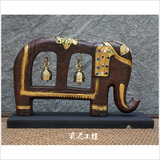 泰国创意小象铃铛柚木东南亚家居装饰摆件风水木象 实木木雕大象