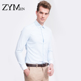 ZYMEN 商务英伦修身型长袖衬衫男 秋季新款男士格纹职业长袖衬衫
