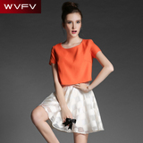 WVFV欧洲站2016夏季女装休闲套装时尚显瘦上衣半身裙两件套套装裙