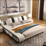 定制定做2米2.2米真皮床榻榻米双人大床皮艺床软床1.8米现代婚床