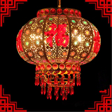 新款中式吊灯阳台水晶灯笼旋转LED走廊结婚喜庆国庆装饰大红灯笼